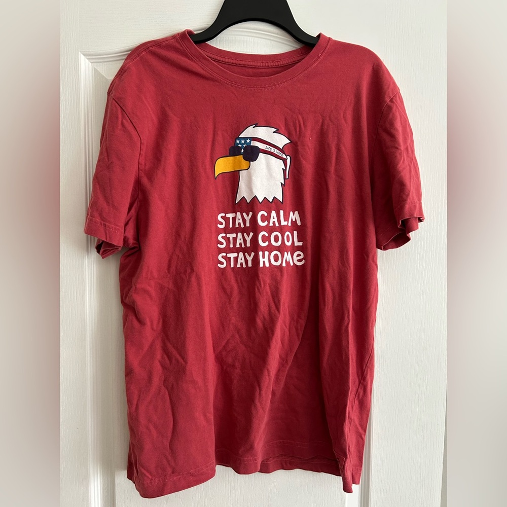 Life Is Good Red Eagle Graphic Tee - Stay Calm Stay Cool Stay Home